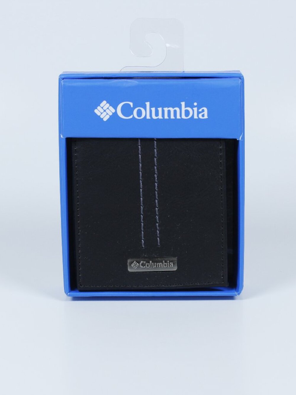 Columbia Men's Wallet – Black Leather with Stitching Detail (New)‎